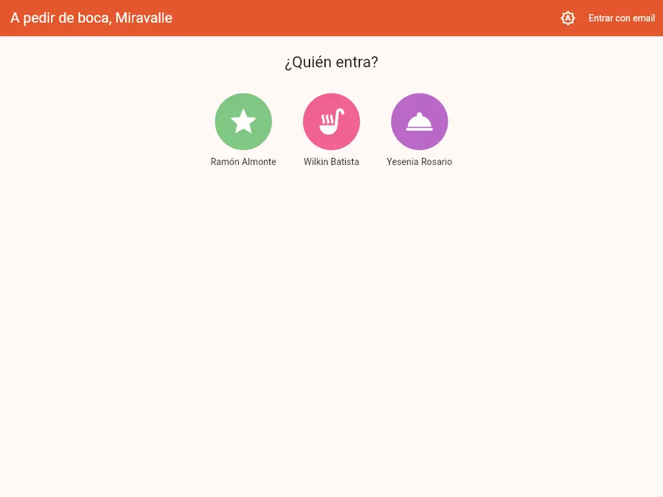 Pantalla ¿Quién entra? con el personal del local